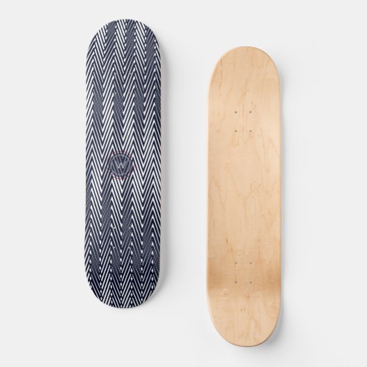 Trippy Abstract Zwart & Witte Strepen, Monogram Persoonlijk Skateboard (Voorkant)
