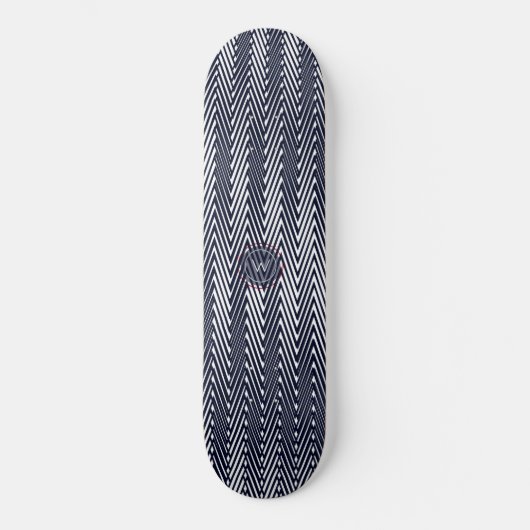 Trippy Abstract Zwart & Witte Strepen, Monogram Persoonlijk Skateboard (Voorkant)