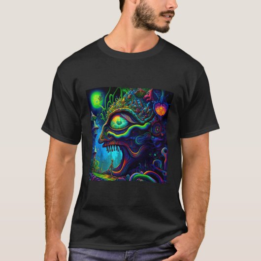Trippy Abstracte hagedis psychedelisch T-shirt (Voorkant)