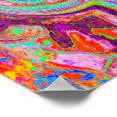 Trippy Abstracte Magenta Rainbow Colors Retro Art Poster (Hoek)