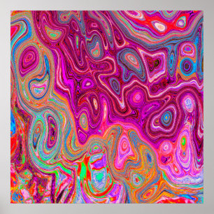 Trippy Abstracte Magenta Rainbow Colors Retro Art Poster