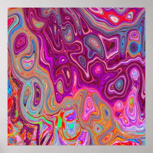 Trippy Abstracte Magenta Rainbow Colors Retro Art Poster (Voorkant)