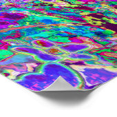 Trippy Abstracte Roze en Paarse Bloemen Poster (Hoek)