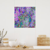 Trippy Abstracte Roze en Paarse Bloemen Poster (Keuken)