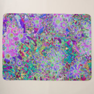 Trippy Abstracte Roze en Paarse Bloemen Sherpa Deken