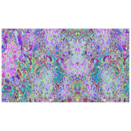 Trippy Abstracte Roze en Paarse Bloemen Tafelkleed (Voorkant (Horizontaal))