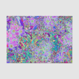 Trippy Abstracte Roze en Paarse Bloemen Tissuepapier