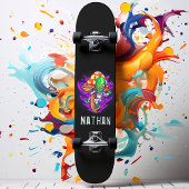 Trippy Alien Mushroom - Persoonlijke naam Persoonlijk Skateboard