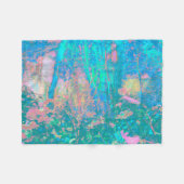 Trippy Aqua Sunrise met Psychedelic Flowers Fleece Deken (Voorkant (Horizontaal))