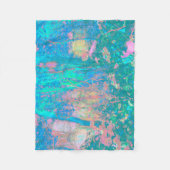 Trippy Aqua Sunrise met Psychedelic Flowers Fleece Deken (Voorkant)