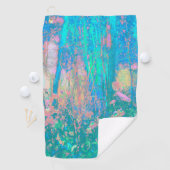 Trippy Aqua Sunrise met Psychedelic Flowers Golfhanddoek (Insitu)
