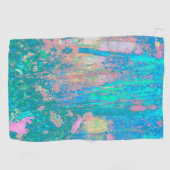 Trippy Aqua Sunrise met Psychedelic Flowers Golfhanddoek (Horizontaal)