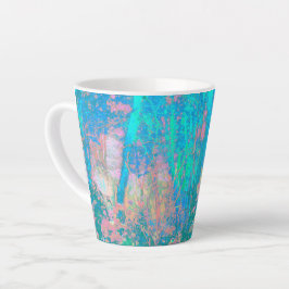 Trippy Aqua Sunrise met Psychedelic Flowers Latte Mok