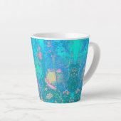 Trippy Aqua Sunrise met Psychedelic Flowers Latte Mok (Rechterhoek)