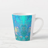 Trippy Aqua Sunrise met Psychedelic Flowers Latte Mok (Rechts)