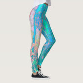 Trippy Aqua Sunrise met Psychedelic Flowers Leggings (Rechts)