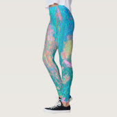 Trippy Aqua Sunrise met Psychedelic Flowers Leggings (Links)