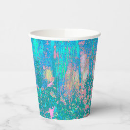 Trippy Aqua Sunrise met Psychedelic Flowers Papieren Bekers