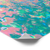 Trippy Aqua Sunrise met Psychedelic Flowers Poster (Hoek)