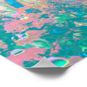 Trippy Aqua Sunrise met Psychedelic Flowers Poster (Hoek)