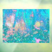 Trippy Aqua Sunrise met Psychedelic Flowers Raamsticker (Vel 3)