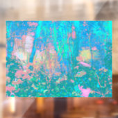 Trippy Aqua Sunrise met Psychedelic Flowers Raamsticker (Vel 2)