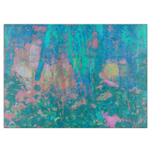 Trippy Aqua Sunrise met Psychedelic Flowers