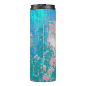 Trippy Aqua Sunrise met Psychedelic Flowers Thermosbeker (Achterkant)