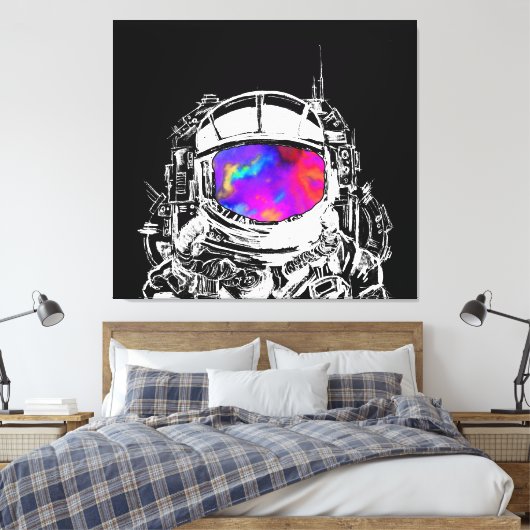 Trippy Astronaut Helmet Canvas Afdruk (Insitu (Slaapkamer))