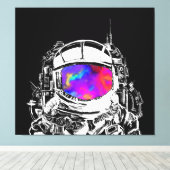 Trippy Astronaut Helmet Canvas Afdruk (Insitu (Houten vloer))