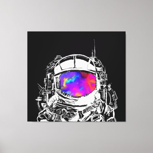 Trippy Astronaut Helmet Canvas Afdruk (Voorkant)