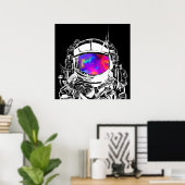 Trippy Astronaut Hoofd Poster (Thuiskantoor)