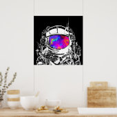 Trippy Astronaut Hoofd Poster (Keuken)