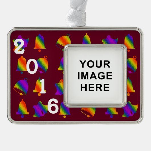 Trippy Bells Verzilverd Omlijst Ornament (Voorkant)