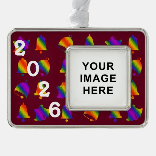 Trippy Bells Verzilverd Omlijst Ornament (Voorkant)
