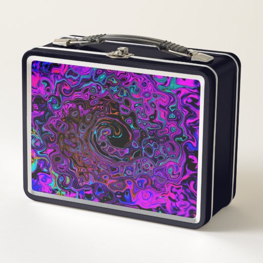 Trippy Black en Magenta Retro Liquid Swirl (Voorkant)
