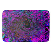 Trippy Black en Magenta Retro Liquid Swirl Badmat (Voorkant)