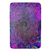 Trippy Black en Magenta Retro Liquid Swirl Badmat (Voorkant Verticaal)