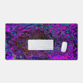 Trippy Black en Magenta Retro Liquid Swirl Bureaumat (Keyboard & Muis)