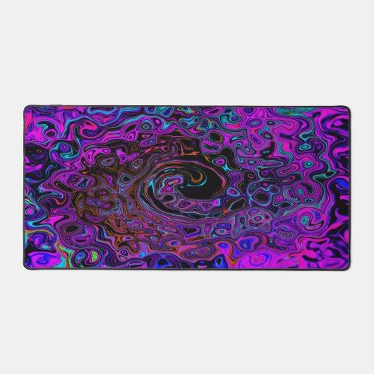 Trippy Black en Magenta Retro Liquid Swirl Bureaumat (Voorkant)
