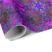 Trippy Black en Magenta Retro Liquid Swirl Cadeaupapier (Rol Hoek)