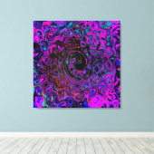 Trippy Black en Magenta Retro Liquid Swirl Canvas Afdruk (Insitu (Houten vloer))