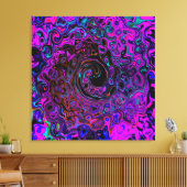 Trippy Black en Magenta Retro Liquid Swirl Canvas Afdruk (Insitu (Woonkamer))