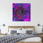 Trippy Black en Magenta Retro Liquid Swirl Canvas Afdruk (Insitu (Slaapkamer))