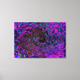 Trippy Black en Magenta Retro Liquid Swirl Canvas Afdruk