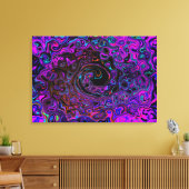 Trippy Black en Magenta Retro Liquid Swirl Canvas Afdruk (Insitu (Woonkamer))