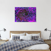 Trippy Black en Magenta Retro Liquid Swirl Canvas Afdruk (Insitu (Slaapkamer))