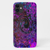 Trippy Black en Magenta Retro Liquid Swirl Case-Mate iPhone Case (Achterkant)