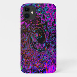 Trippy Black en Magenta Retro Liquid Swirl Case-Mate iPhone Case