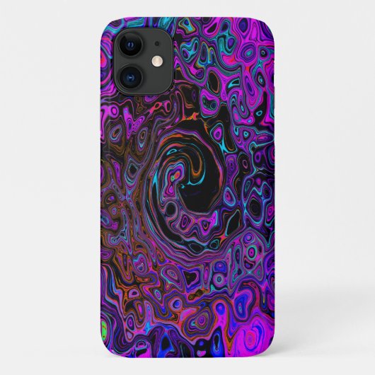 Trippy Black en Magenta Retro Liquid Swirl Case-Mate iPhone Case (Achterkant)